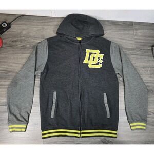 DC Varsity Jacket Mens Medium M Gray Free Agent Hooded Fleece